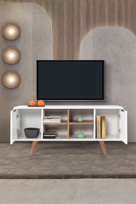 Hanah Home Sina 3318 Soporte para TV Blanco y Nogal